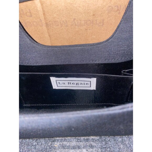 La Regale Black Fabric Evening Bag with Rope Strap Made in China 10 Inches - Picture 5 of 12